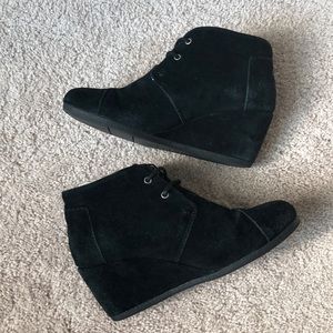 TOMS Black Suede Wedges!